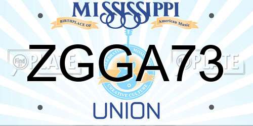 ZGGA73 Mississippi License Plate