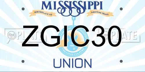 ZGIC30 Mississippi License Plate