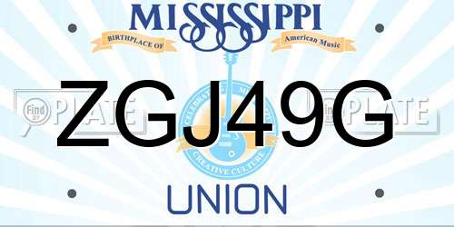 ZGJ49G Mississippi License Plate