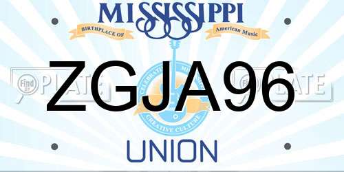 ZGJA96 Mississippi License Plate
