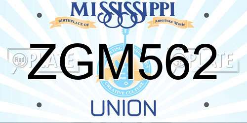 ZGM562 Mississippi License Plate