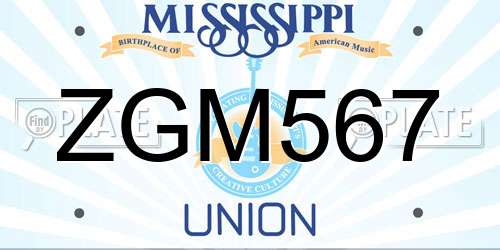 ZGM567 Mississippi License Plate