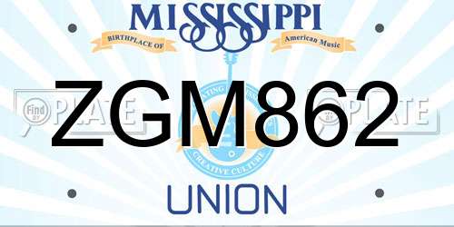 ZGM862 Mississippi License Plate