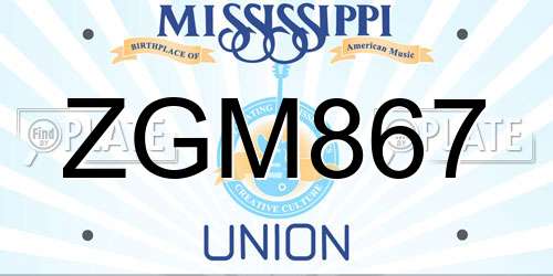 ZGM867 Mississippi License Plate