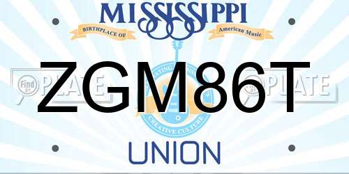 ZGM86T Mississippi License Plate