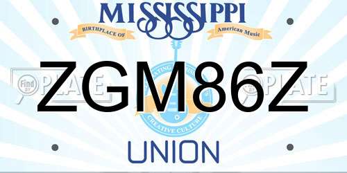ZGM86Z Mississippi License Plate