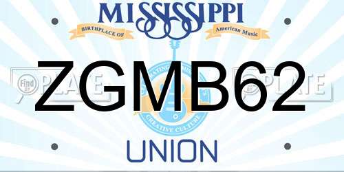 ZGMB62 Mississippi License Plate