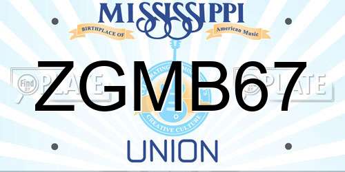 ZGMB67 Mississippi License Plate