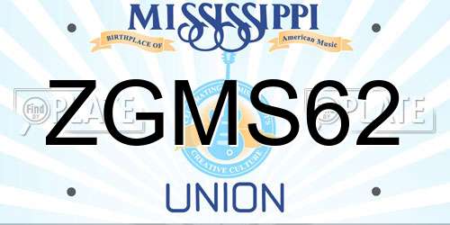 ZGMS62 Mississippi License Plate