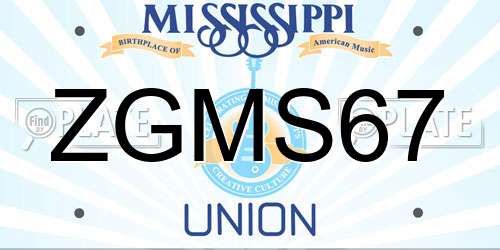 ZGMS67 Mississippi License Plate