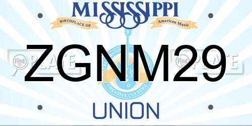 ZGNM29 Mississippi License Plate
