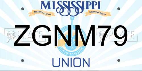 ZGNM79 Mississippi License Plate