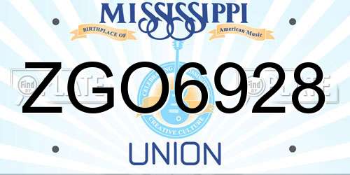 ZGO6928 Mississippi License Plate