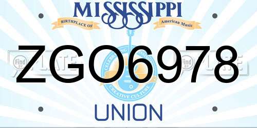 ZGO6978 Mississippi License Plate