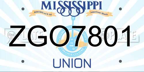 ZGO7801 Mississippi License Plate
