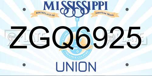 ZGQ6925 Mississippi License Plate
