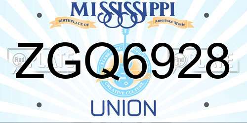 ZGQ6928 Mississippi License Plate