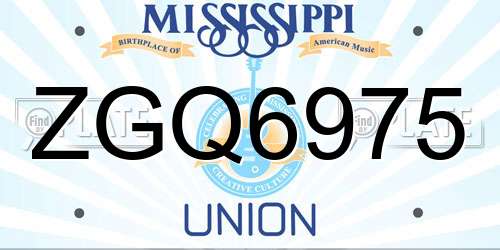 ZGQ6975 Mississippi License Plate