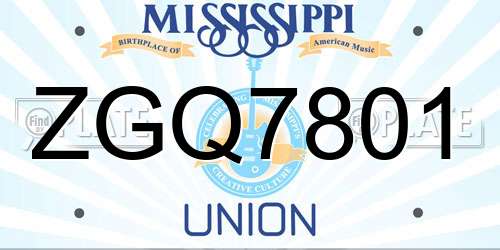 ZGQ7801 Mississippi License Plate