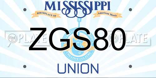 ZGS80 Mississippi License Plate
