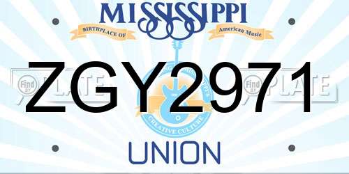 ZGY2971 Mississippi License Plate