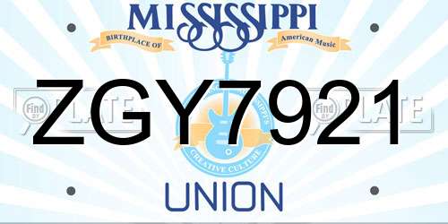 ZGY7921 Mississippi License Plate