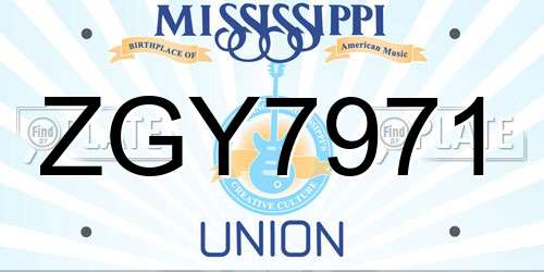 ZGY7971 Mississippi License Plate