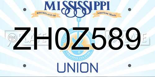 ZH0Z589 Mississippi License Plate