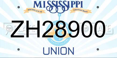ZH28900 Mississippi License Plate