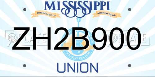 ZH2B900 Mississippi License Plate
