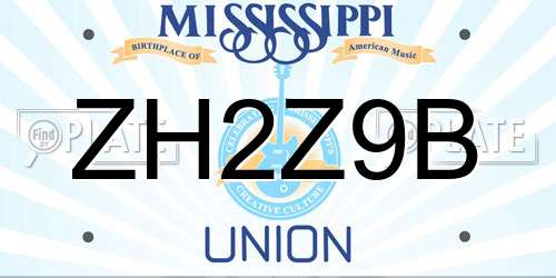 ZH2Z9B Mississippi License Plate