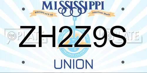 ZH2Z9S Mississippi License Plate