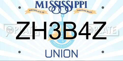 ZH3B4Z Mississippi License Plate