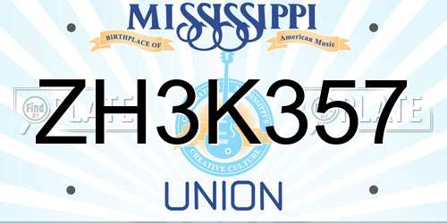 ZH3K357 Mississippi License Plate