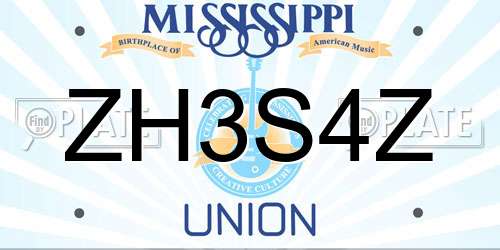 ZH3S4Z Mississippi License Plate