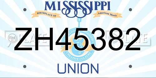ZH45382 Mississippi License Plate