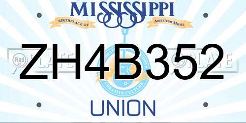 ZH4B352 Mississippi License Plate