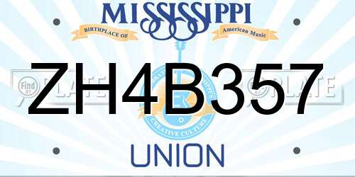 ZH4B357 Mississippi License Plate