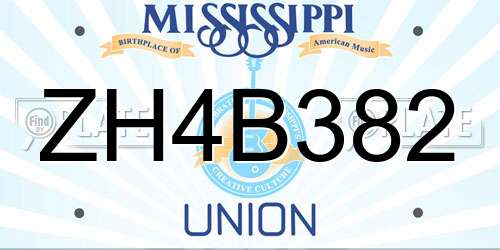 ZH4B382 Mississippi License Plate
