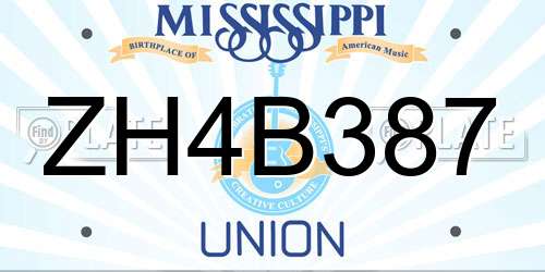 ZH4B387 Mississippi License Plate