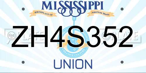 ZH4S352 Mississippi License Plate