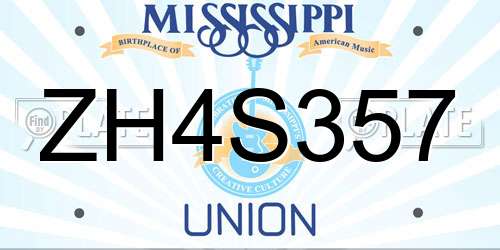 ZH4S357 Mississippi License Plate