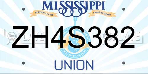 ZH4S382 Mississippi License Plate