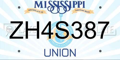 ZH4S387 Mississippi License Plate