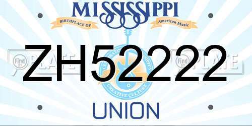 ZH52222 Mississippi License Plate