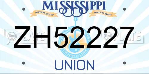 ZH52227 Mississippi License Plate