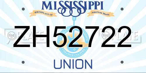 ZH52722 Mississippi License Plate
