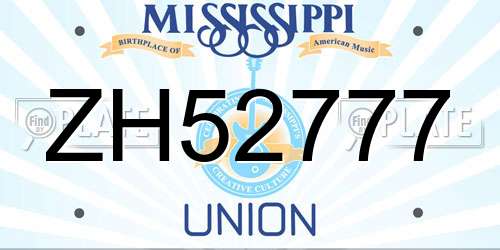 ZH52777 Mississippi License Plate