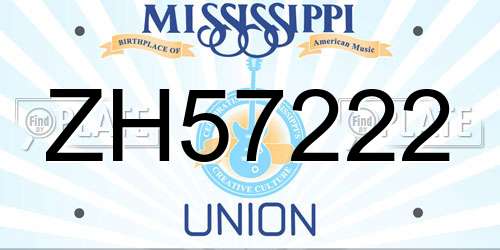 ZH57222 Mississippi License Plate