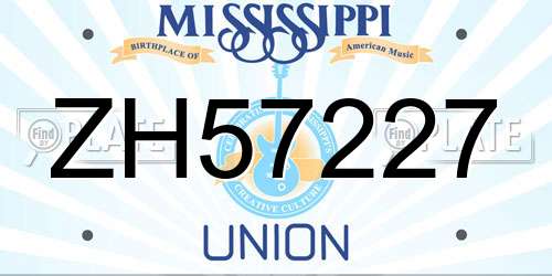 ZH57227 Mississippi License Plate